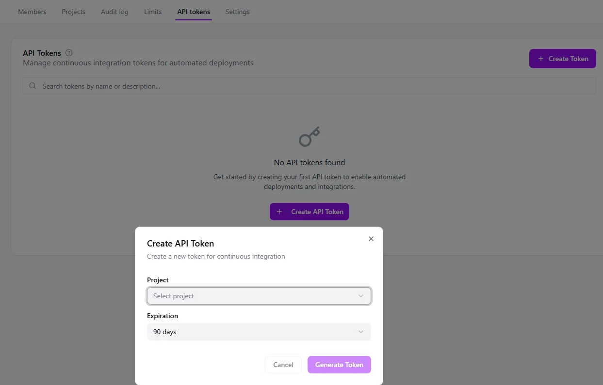Organization API-token generate